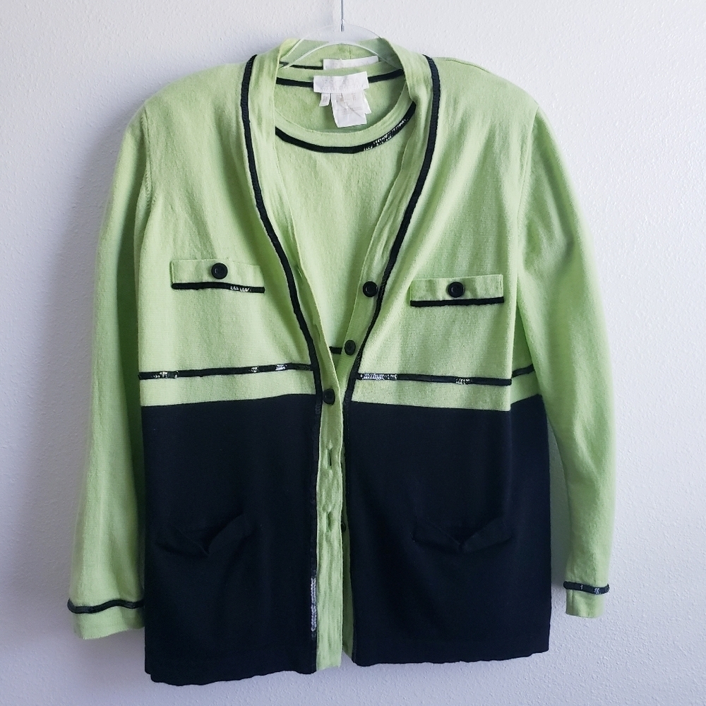 Escada Vintage Color Block 2 Piece Blouse Set